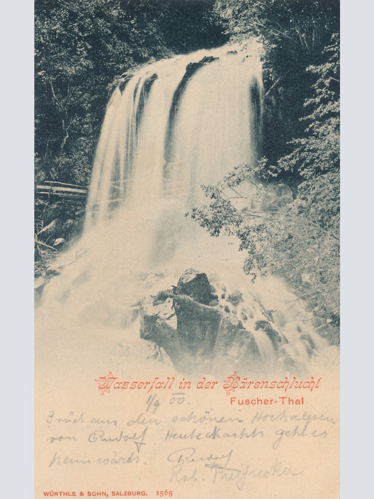 AK, Wasserfall in der Bärenschlucht, Fuscher-Thal (S1136)