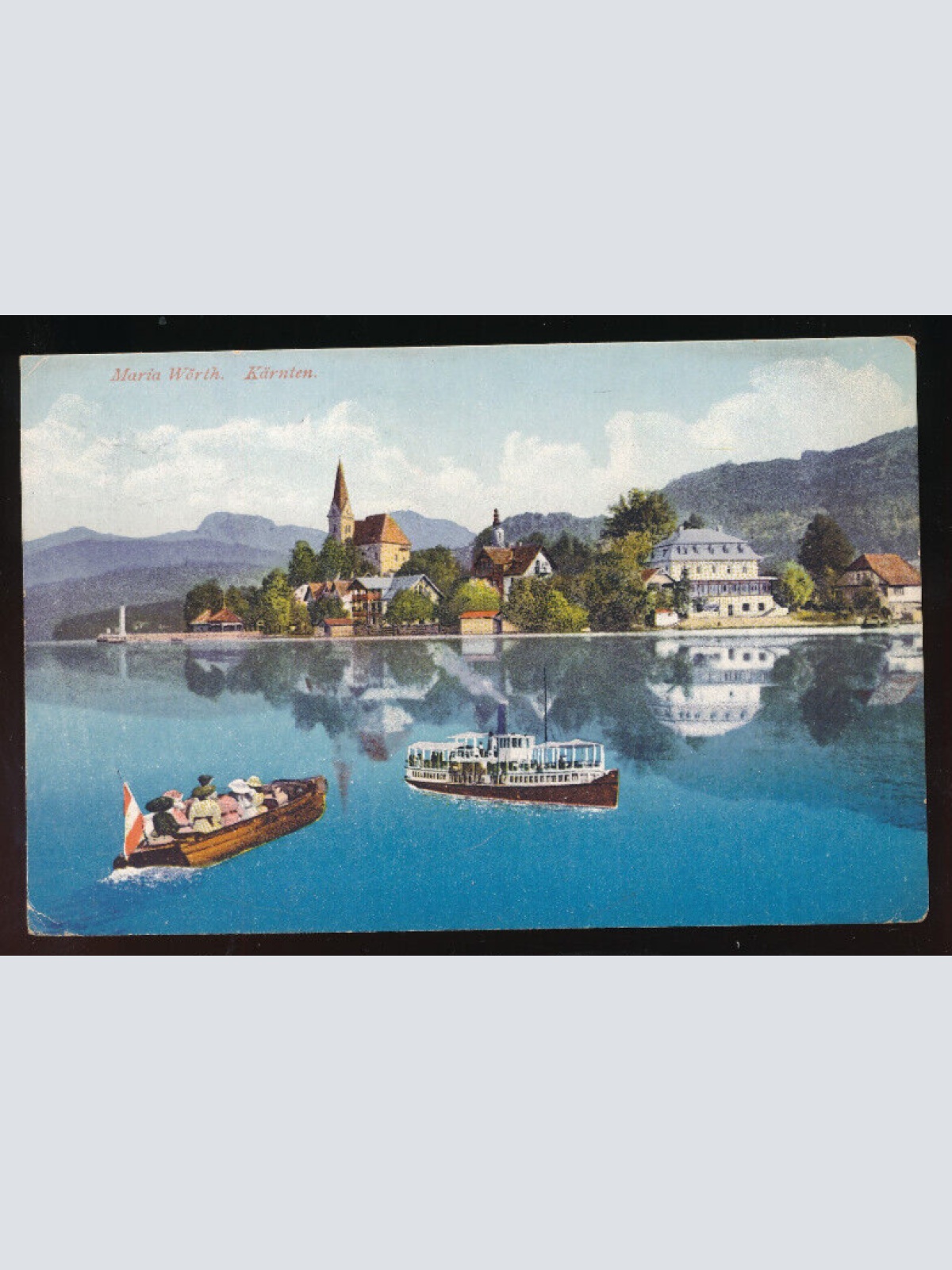 AK aus Maria Wörth mit Dampfer und Boot Kärnten (5517)