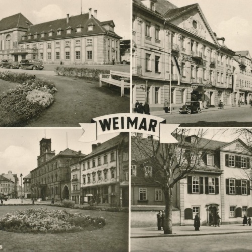 AK, Weimar, Hauptbahnhof, Markt mit Rathaus, Thüringen, Schillerhaus (S1251)