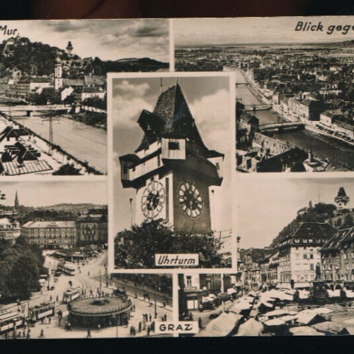 AK aus Graz Mehrbildkarte mit Uhrenturm Steiermark (5311)
