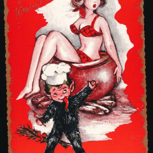 AK Gruß vom Krampus ist auch ein starker Essser (5676)