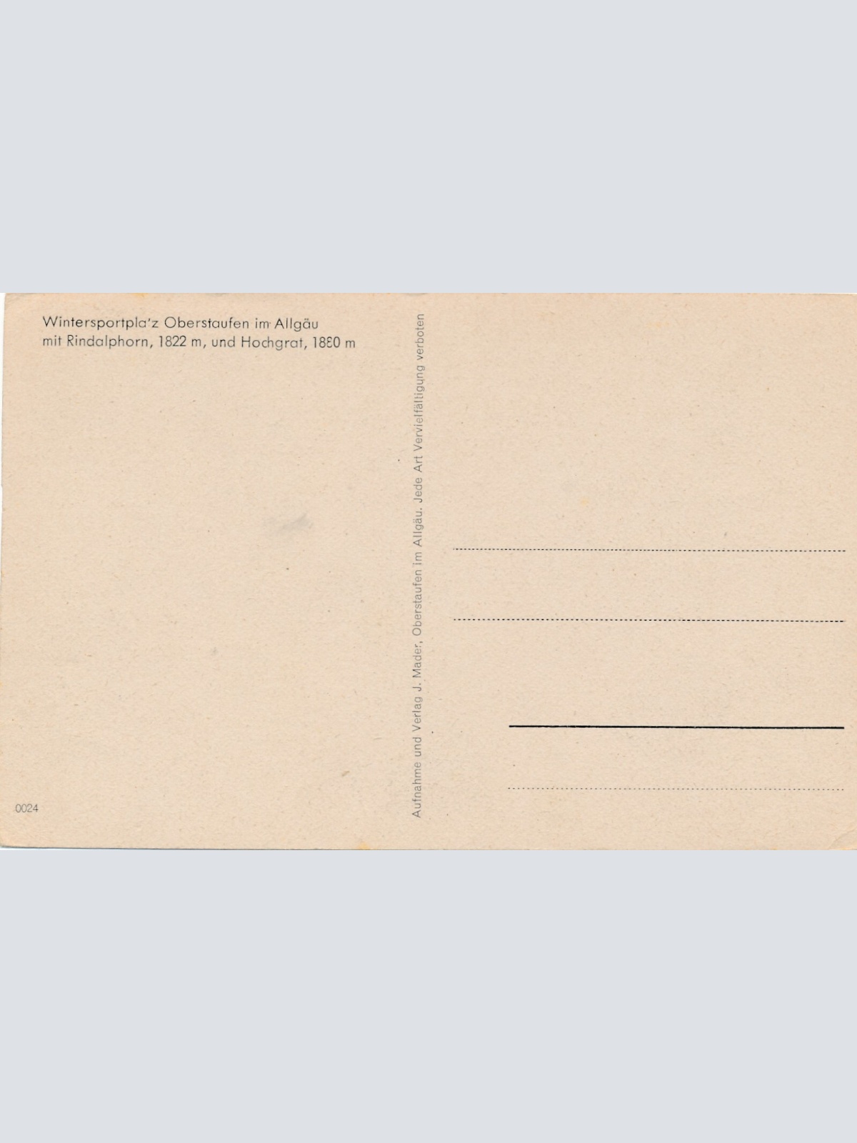 AK, Wintersportplatz Oberstaufen im Allgäu mit Rindalphorn (S1495)