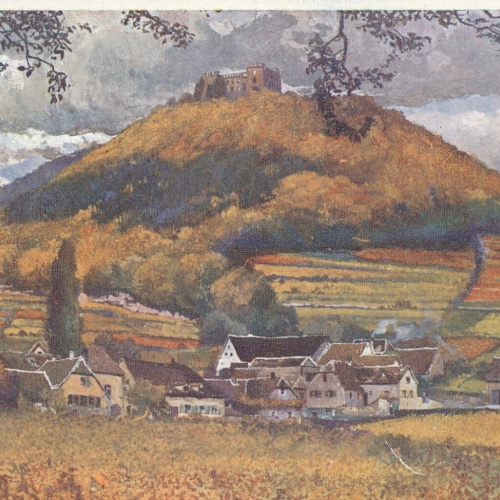 AK, Hambacher Schloss und Unterhambach in Herbststimmung (S1488)