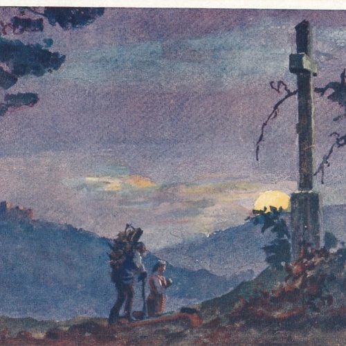 AK, Abend am Hambacher Wetterkreuz (S1489)