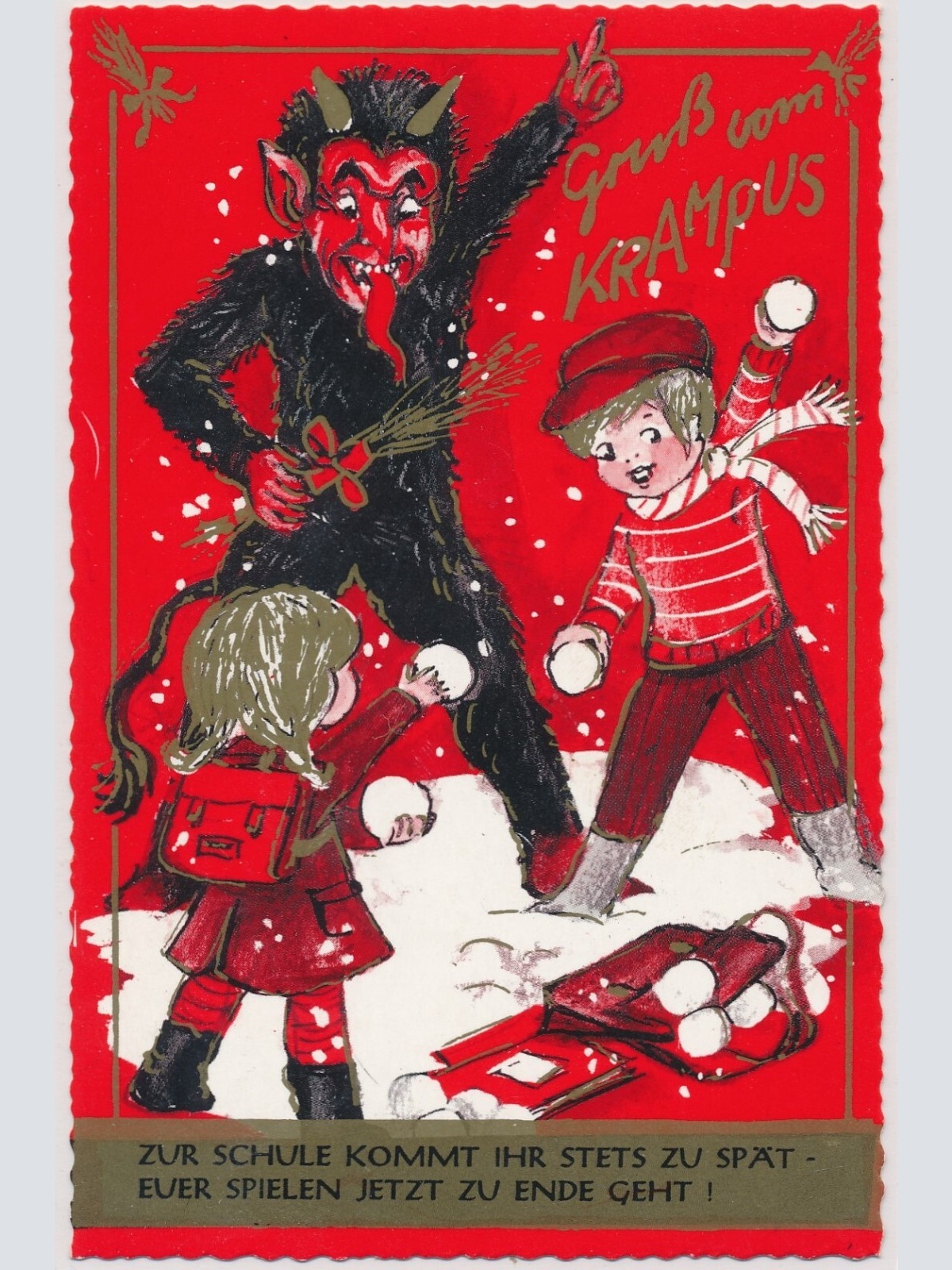 AK, Gruß vom Krampus, Zur Schule kommt ihr stets zu spät (S1509)
