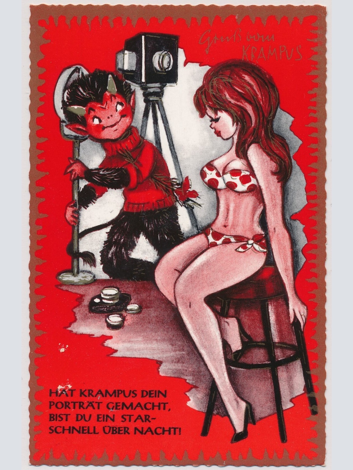 AK, Gruß vom Krampus, Hat Krampus dein Porträt gemacht bist du ein Star (S1504)