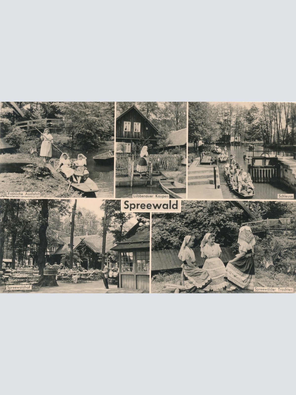 AK, Spreewald, Lübbenauer Kaupen, Schleuse, Trachten, Brandenburg (S1314)
