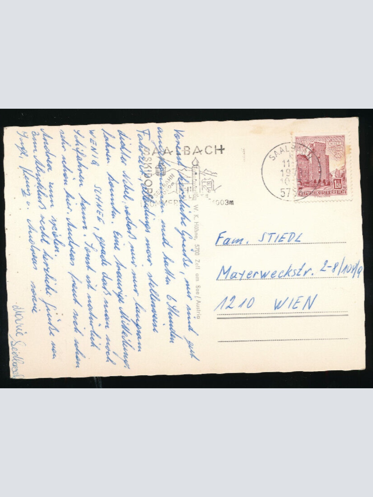 AK aus Saalbach im Winter mit Oldtimer VW - Käfer Salzburg (5563)