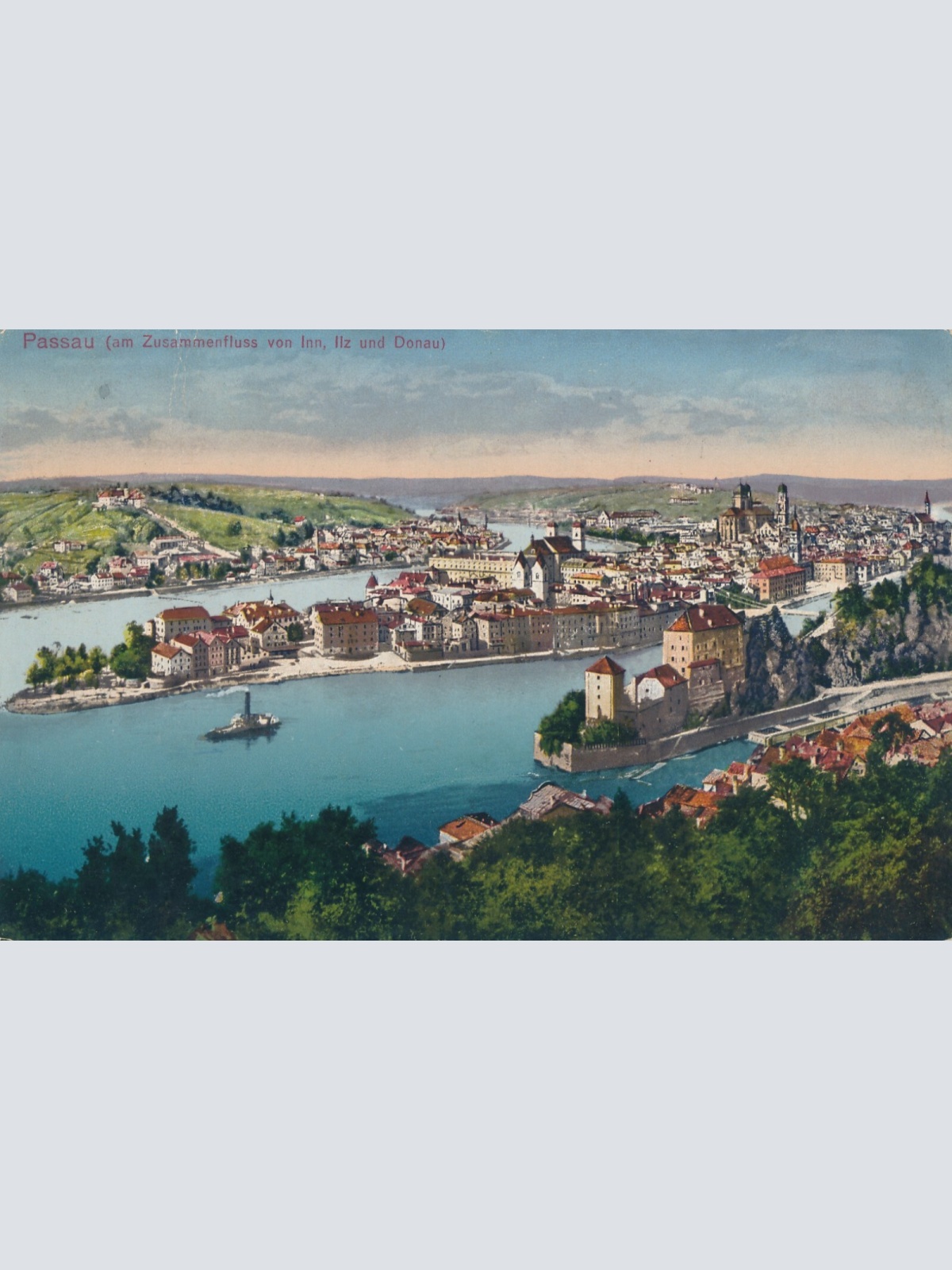 AK, Passau am Zusammenfluss von Inn, Ilz und Donau, Bayern (S1333)