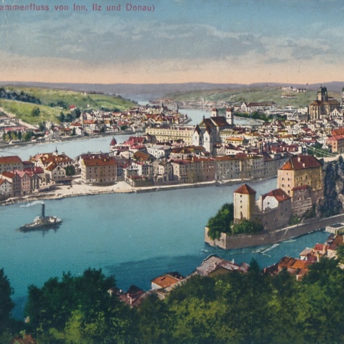 AK, Passau am Zusammenfluss von Inn, Ilz und Donau, Bayern (S1333)