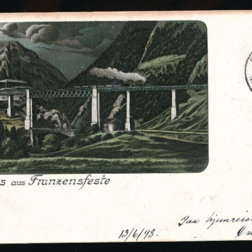 Mondschein Litho - Karte gruss aus Franzensfeste Italien (5323)