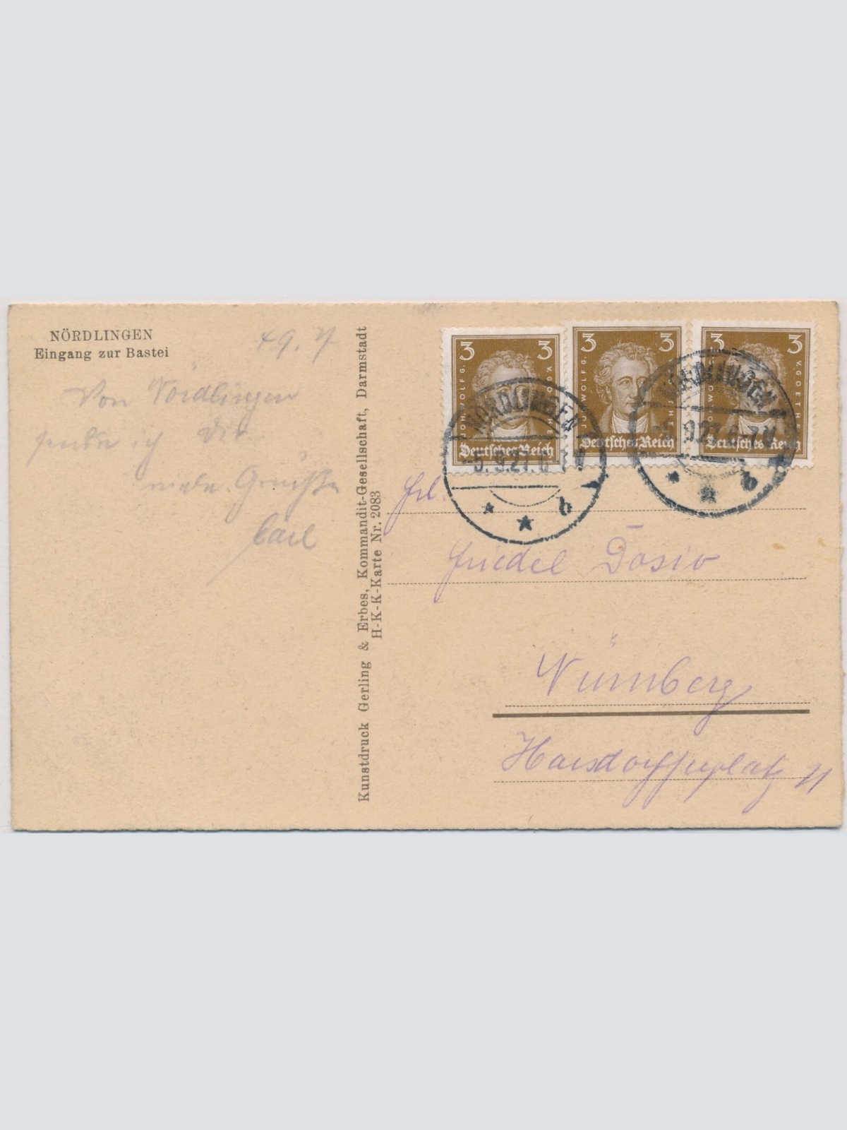 AK, Nördlingen, Eingang zur Bastei, Bayern (S1613)