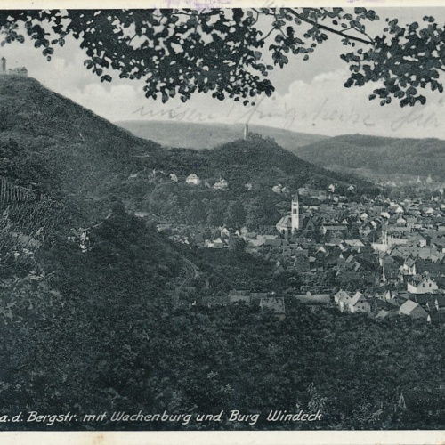 AK, Weinheim an der Bergstraße mit Wachenburg und Burg Windeck (S1709)