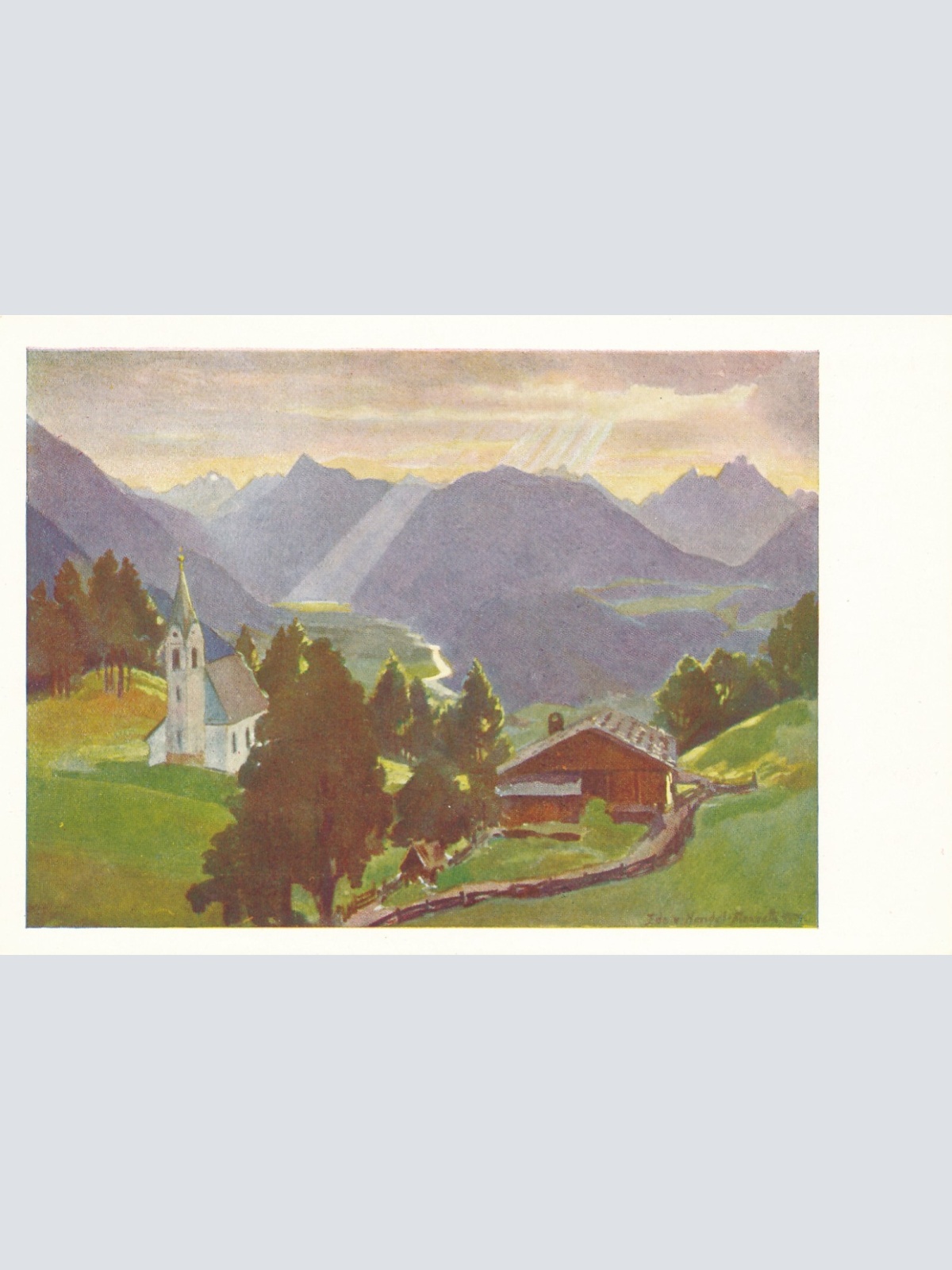 AK, Künsterserie Seefeld, Nr. 6 Inntalblick von Mösern, Tirol (S1546)