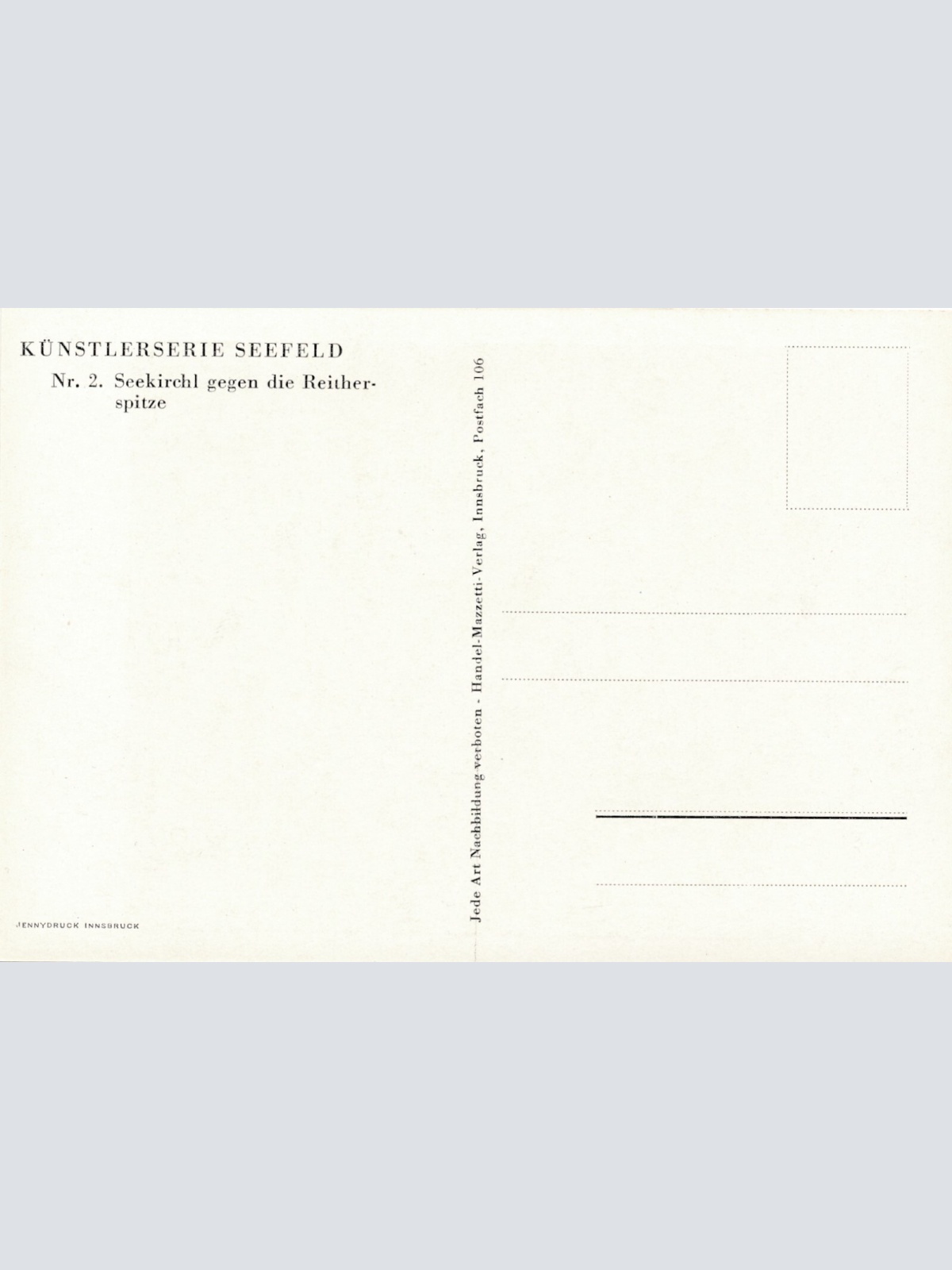 AK Künstlerserie Seefeld, Nr. 2 Seekirchl gegen die Reitherspitze, Tirol (S1547)