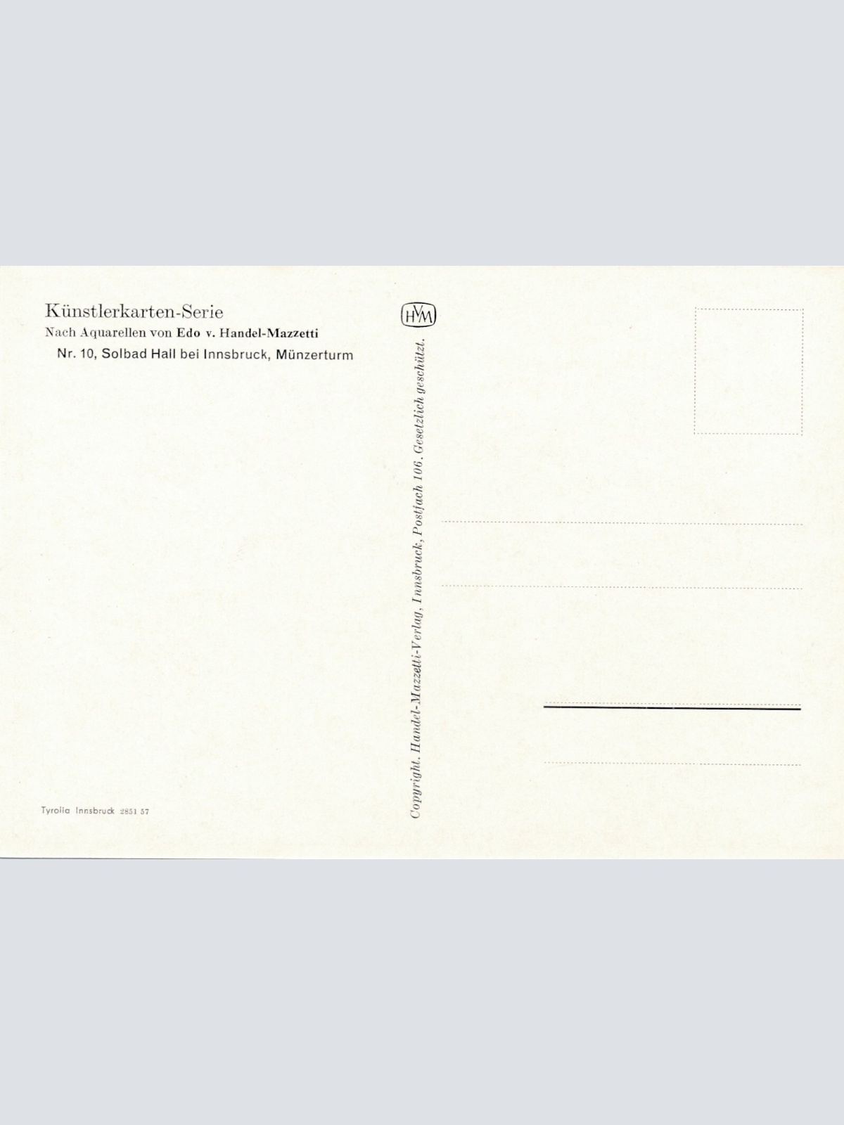 AK Künstlerserie Seefeld, Nr. 10, Solbad Hall bei Innsbruck, Tirol (S1550)
