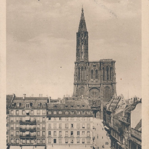 AK, Straßburg i. E. Gutenbergplatz und Münster (S1885)