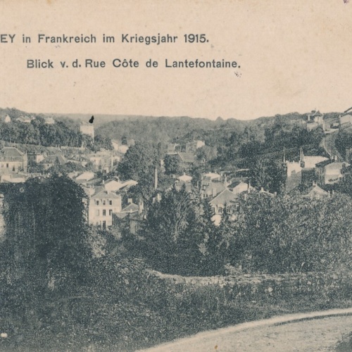 AK, Briey in Frankreich im Kriegsjahr 1915, Blick v. d. Rue Cote de (S1911)