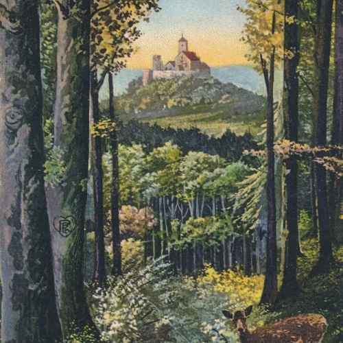 AK, Eisenach, Durchblick v. d. Hohensonne nach der Wartburg, Thüringen (S1847)