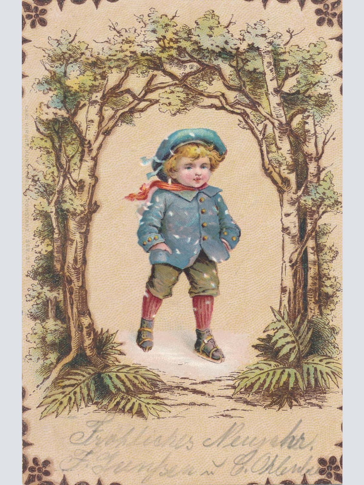 AK, Porträt von kleinen Jungen im Wald (S1838)