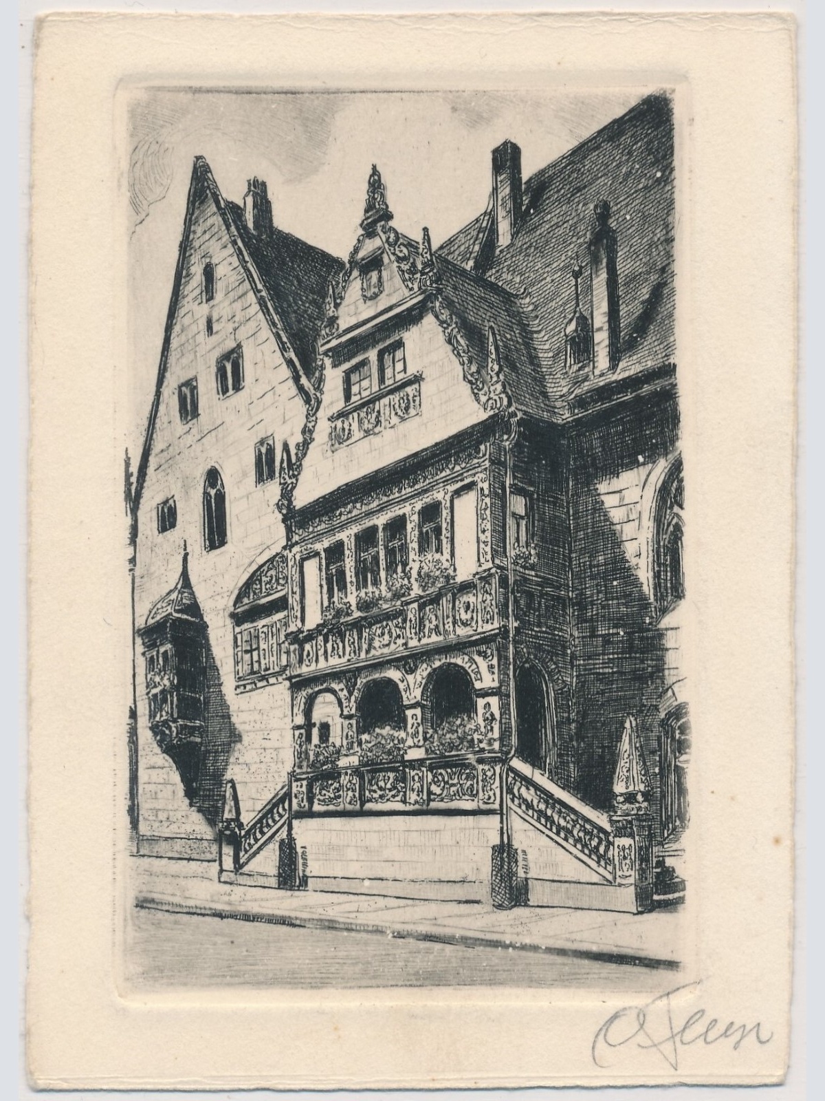 AK, Halberstadt, Rathaustreppe, Sachsen-Anhalt (S1954)