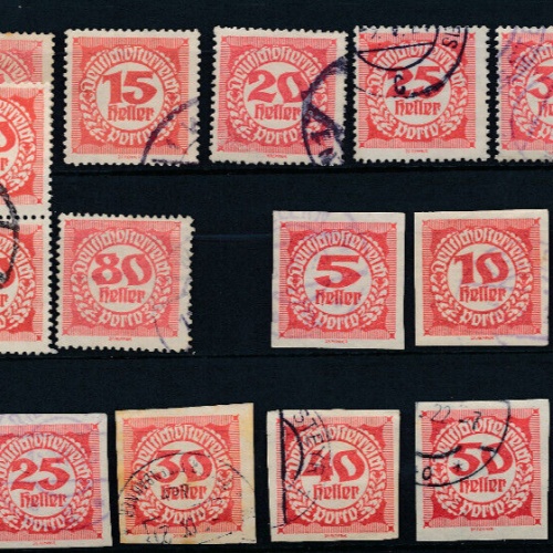 Portomarken 1919 - 21 Ank 75 - 83 und 93 - 101  gestempelt (6255)