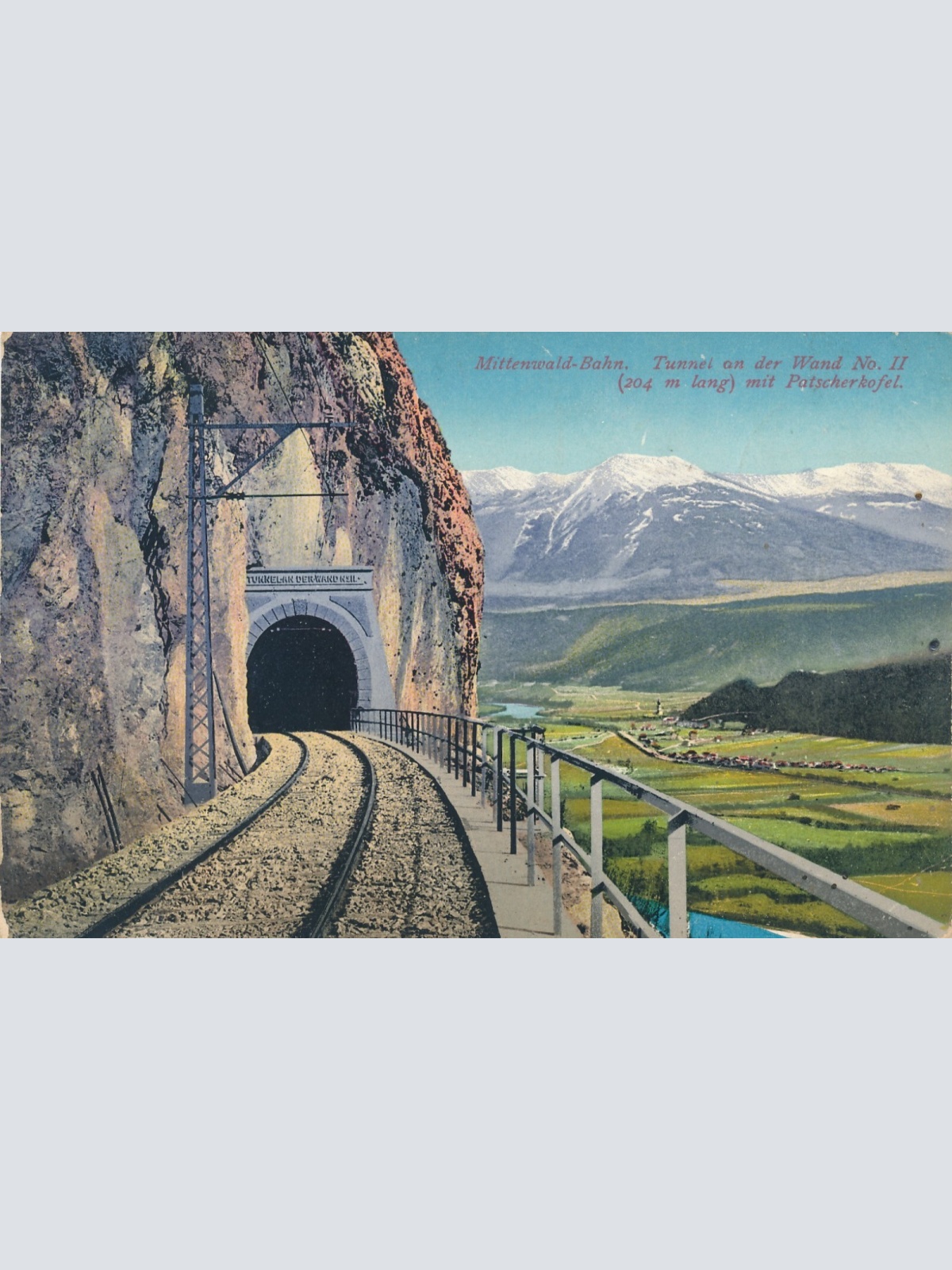 AK, Mittenwald-Bahn, Tunnel an der Wand, mit Patscherkofel, Bayern (S1791)