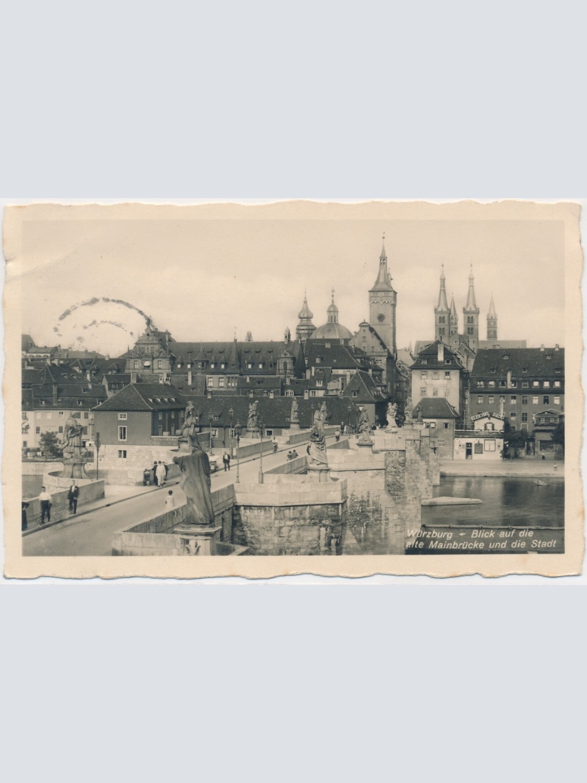 AK, Würzburg - Blick auf die alte Mainbrücke und die Stadt, Bayern (S1753)