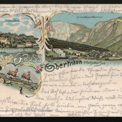 Litho - Karte gruss aus Obertraun Oberösterreich (6061)