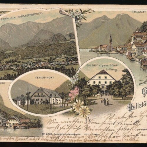 Litho - Karte gruss vom Hallstättersee Oberösterreich (6007)