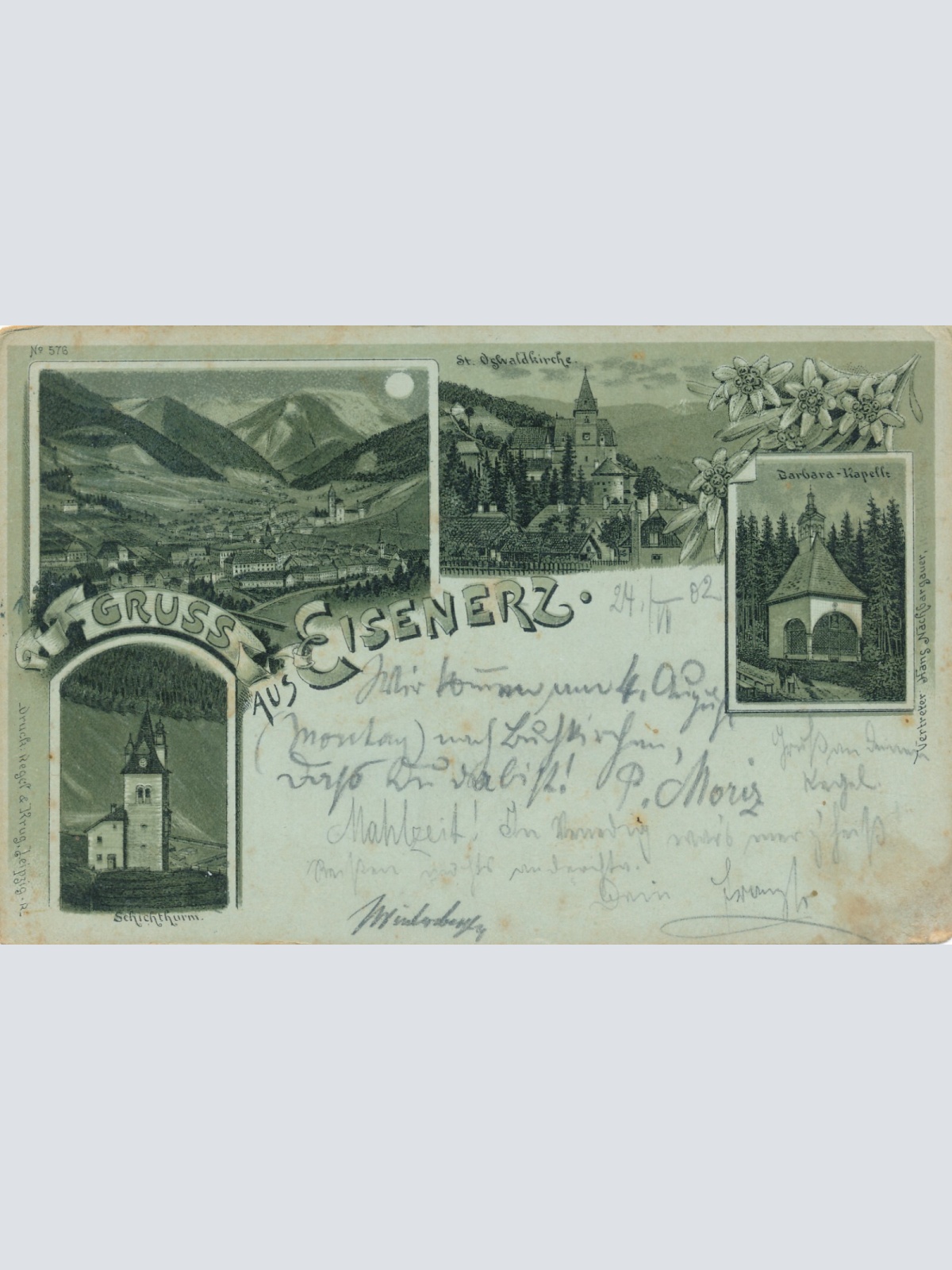 Litho-Karte gruss aus Eisenerz Steiermark (6078)