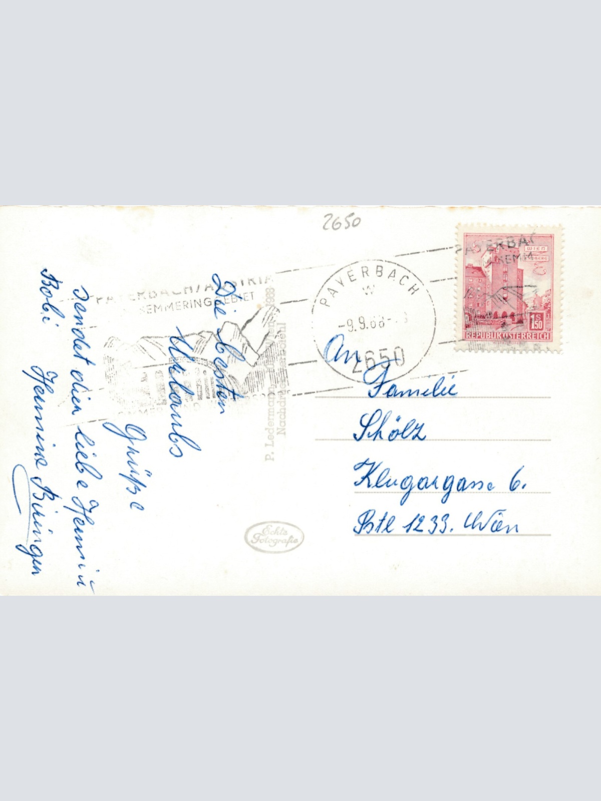 AK aus Payerbach mit Hotel Pension Astrid Niederösterreich (6390)