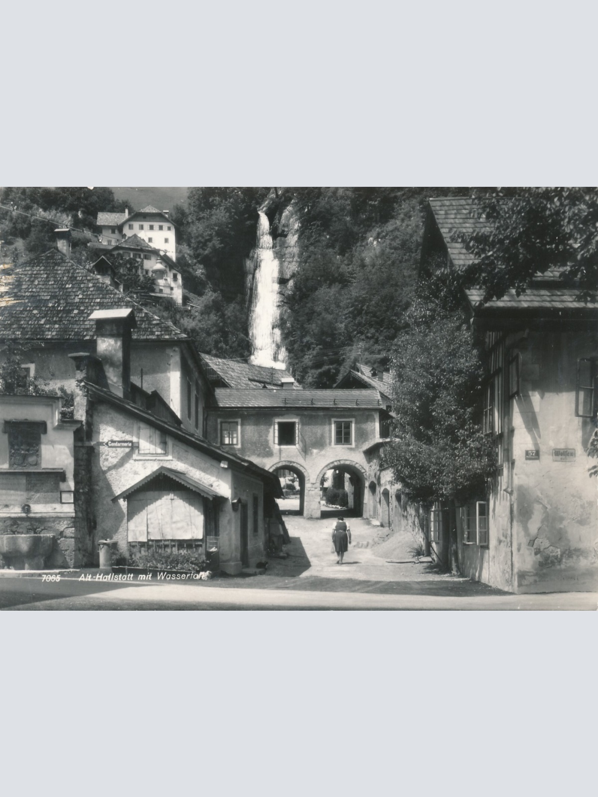 AK aus Alt - Hallstatt mit Wasserfall Oberösterreich  (6373)