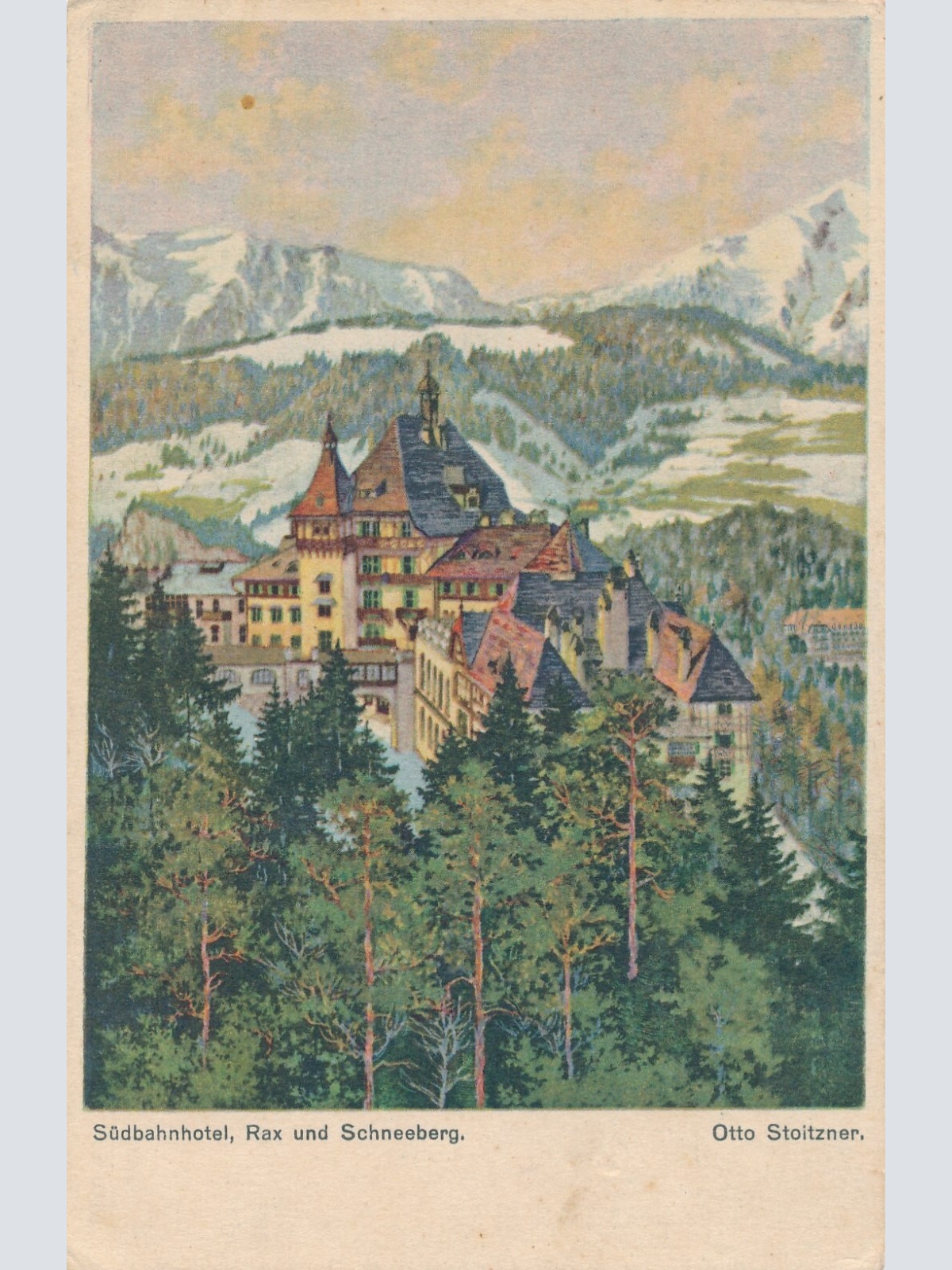 AK aus Rax und Schneeberg mit Südbahnhotel Niederösterreich (6877)