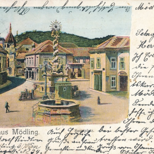 AK gruss aus Mödling Hauptplatz Niederösterreich (6175)
