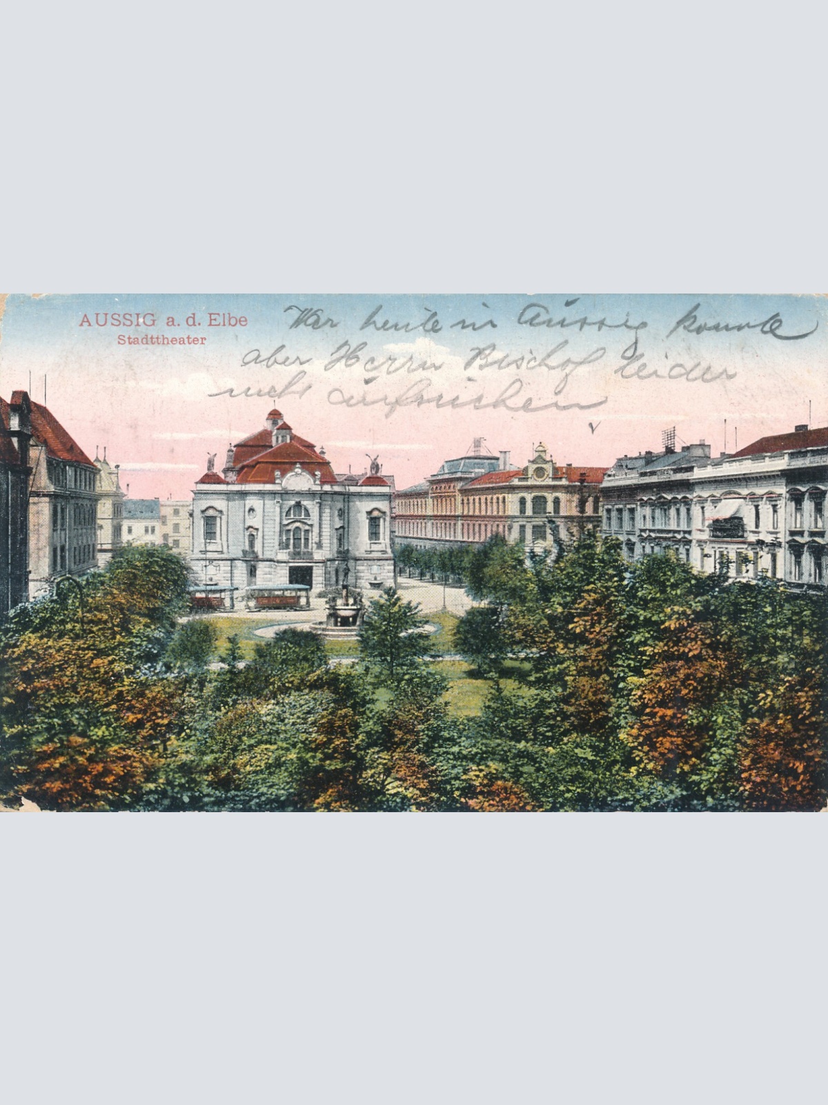 AK aus Aussig an der Elbe mit Stadttheater Tschechoslowakei (6216)