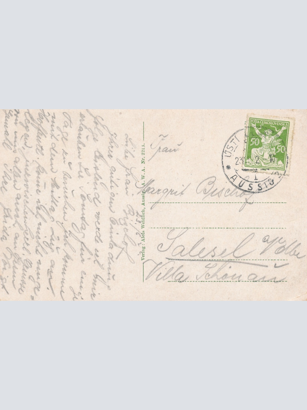 AK aus Aussig an der Elbe mit Stadttheater Tschechoslowakei (6216)