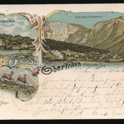 Litho - Karte gruss aus Obertraun am Hallstättersee Oberösterreich (5934)