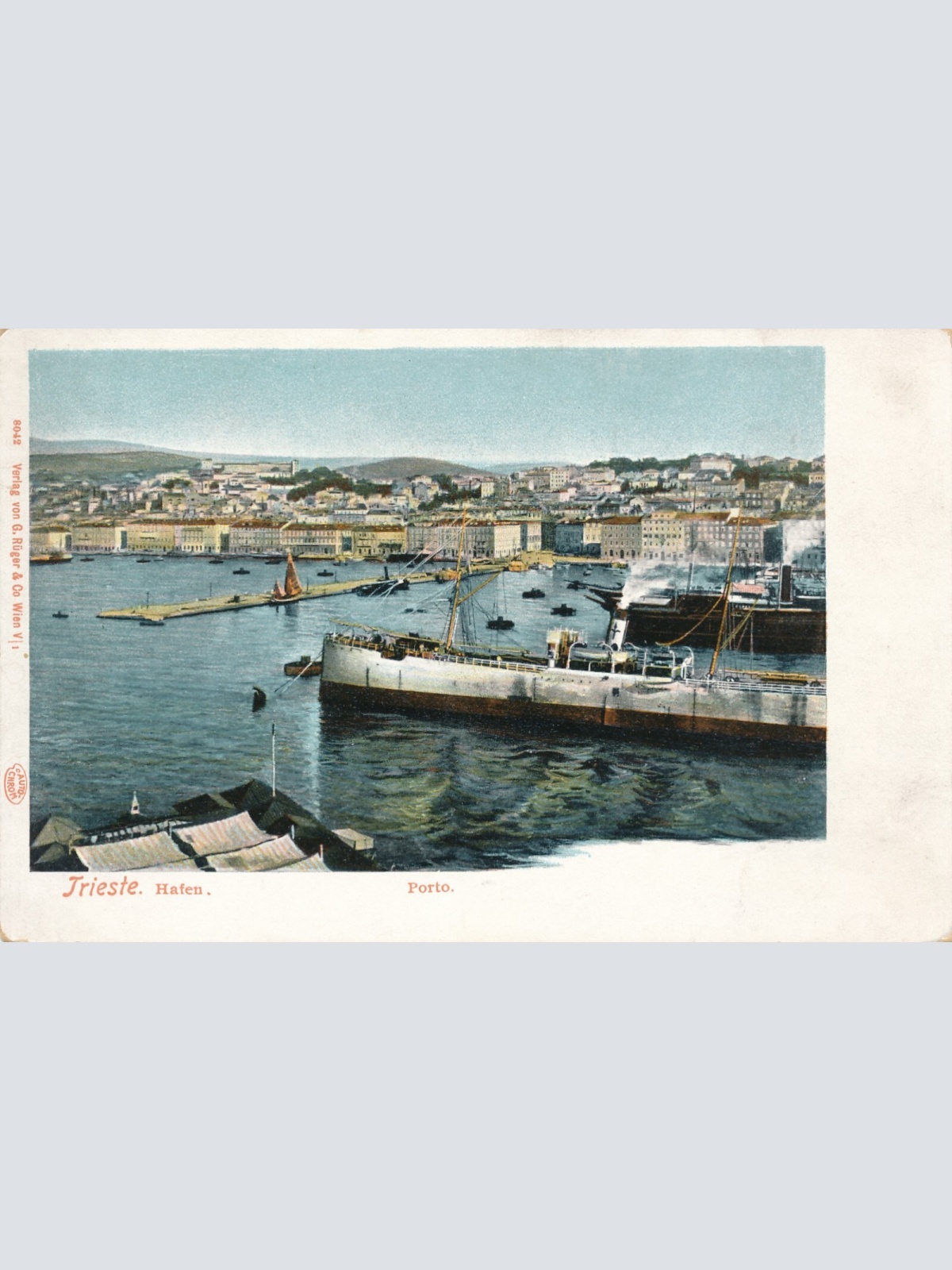 AK aus Triest - Trieste Hafen mit Dampfschiff Italien (6725)