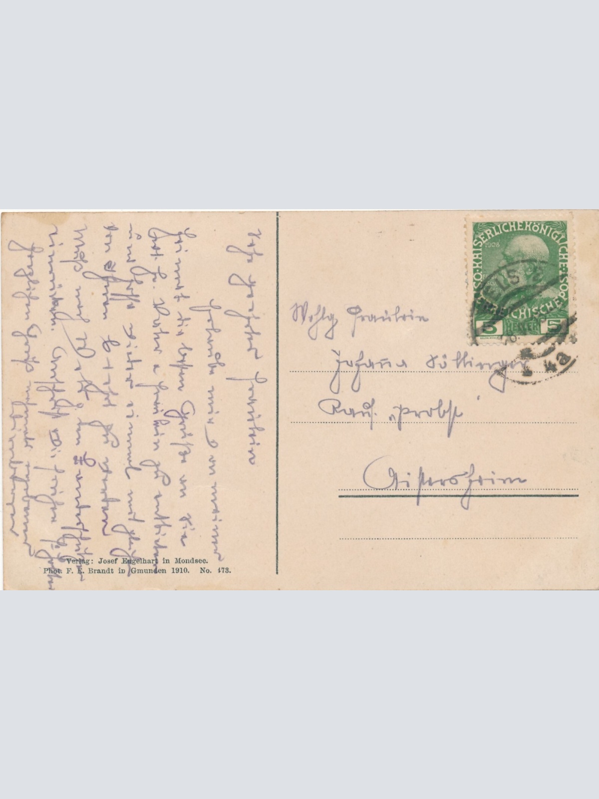 AK aus vom Waldhotel Kreuzstein am Mondsee mit Dampfer Oberösterreich (6710)