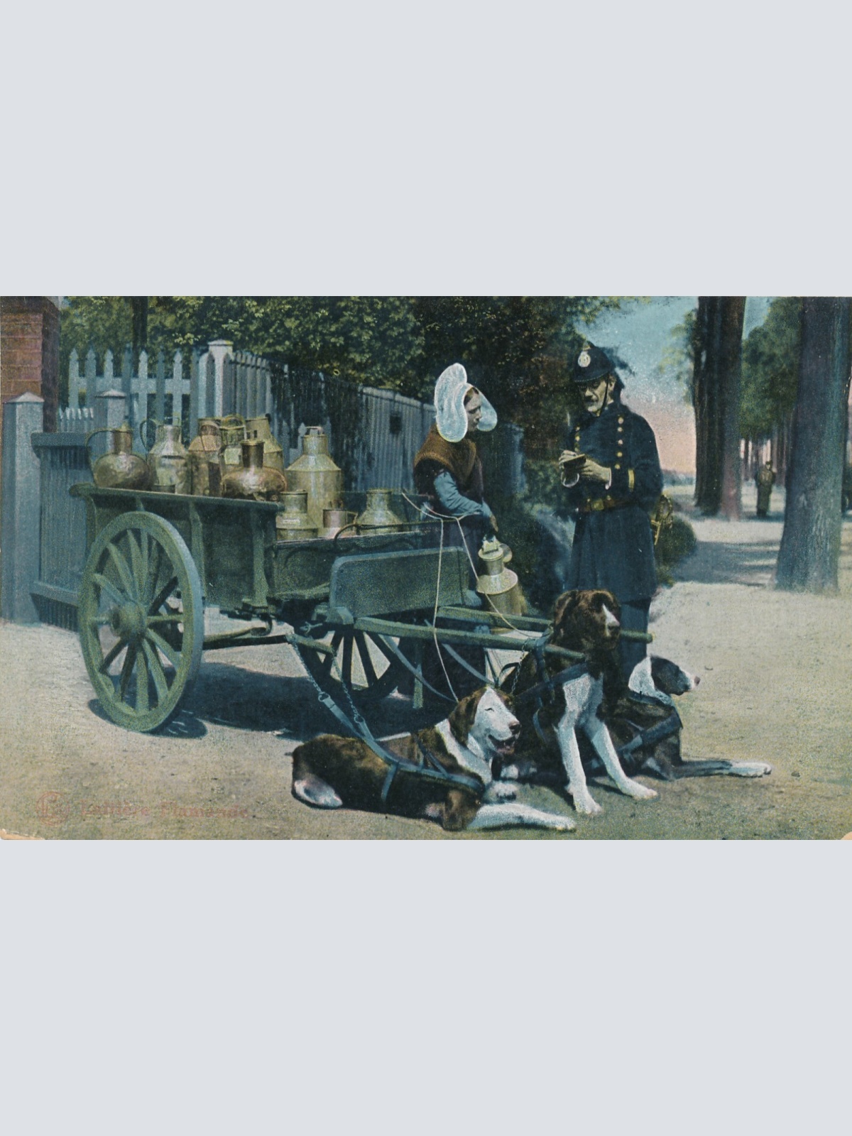 AK aus Laitieres Belgien mit Hundekarren - Hundewagen mit Polizist (6510)