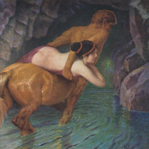 Künstlerische Sagen und Legenden Karte Die Beute Frau mit Kentaur Zentaur (6504)