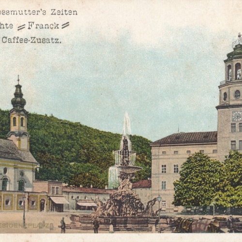 AK aus Salzburg Residenzplatz mit Werbe Spruch Salzburg (7187)