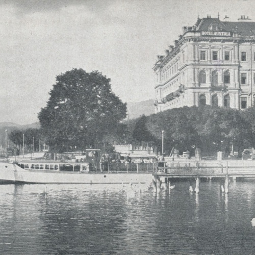 AK aus Gmunden mit Hotel Austria und Dampfer Oberösterreich (7132)