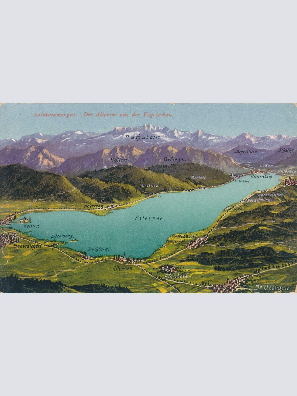 AK aus Attersee aus der Vogelschau Oberösterreich (7653)