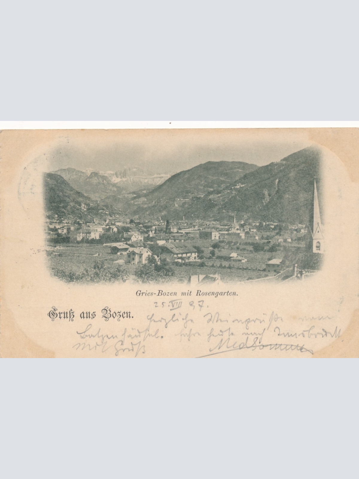 AK gruß aus Bozen - Gries mit Rosengarten Italien (7745)