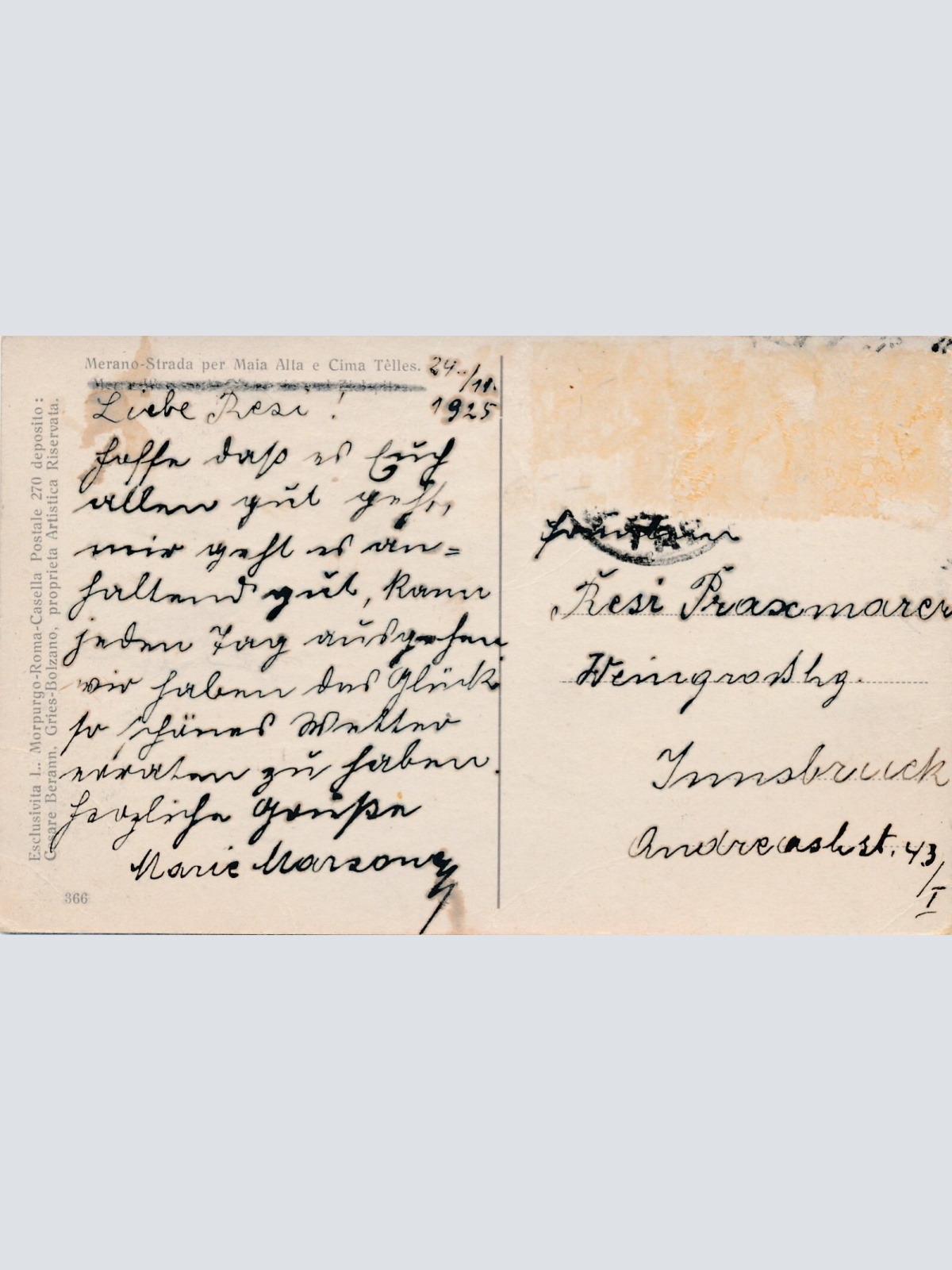 AK aus Merano Strada per Maia Alta e Cima Telles Italien (7746)