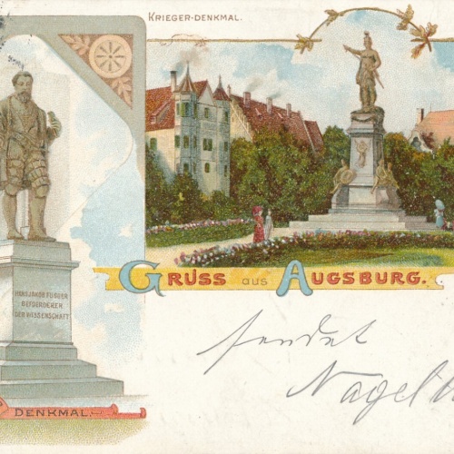 Litho - Karte gruss aus Augsburg Bayern (7587)