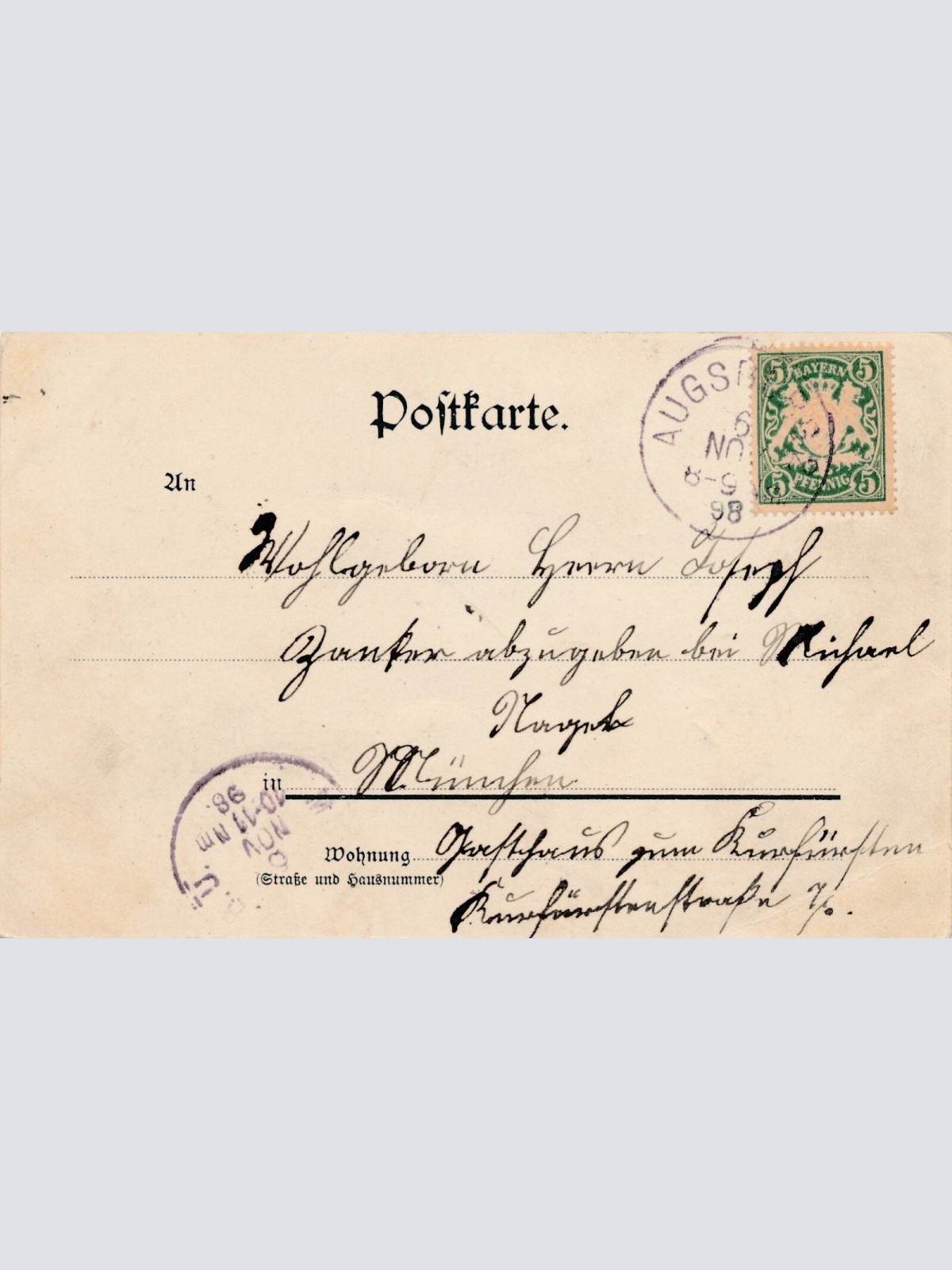 Litho - Karte gruss aus Augsburg Bayern (7588)