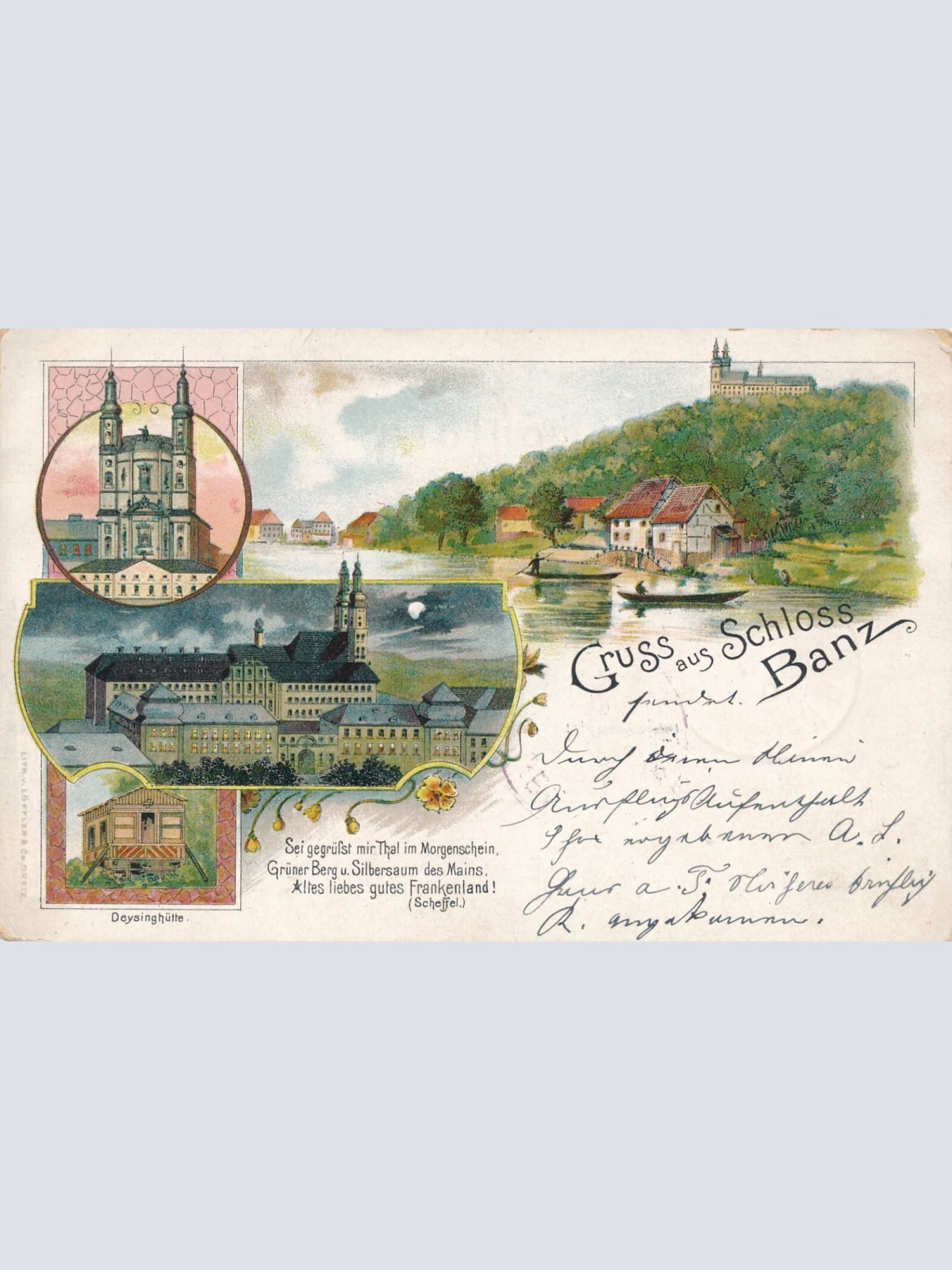 Litho - Karte gruss aus Schloss Banz Bayern (7573)